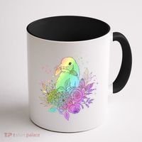 Cute Rainbow Pastel Easter Bunny Coffee Mug thumb 1