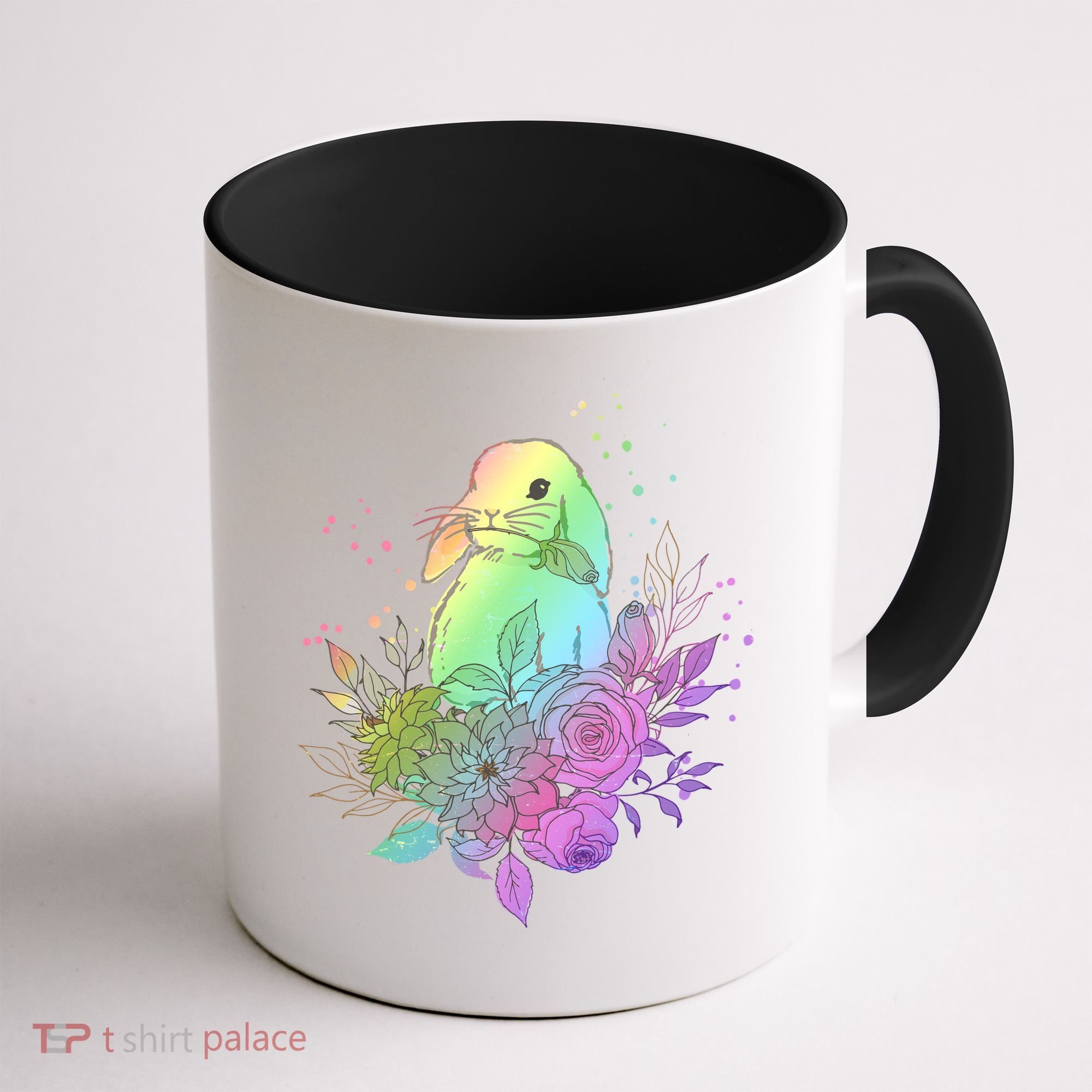 Cute Rainbow Pastel Easter Bunny Coffee Mug