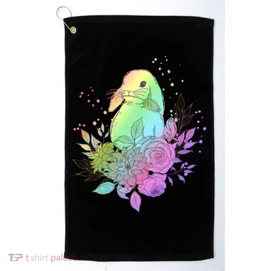Cute Rainbow Pastel Easter Bunny Golf Towel