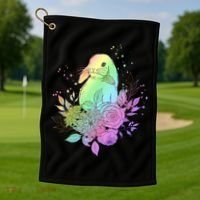 Cute Rainbow Pastel Easter Bunny Golf Towel thumb 1
