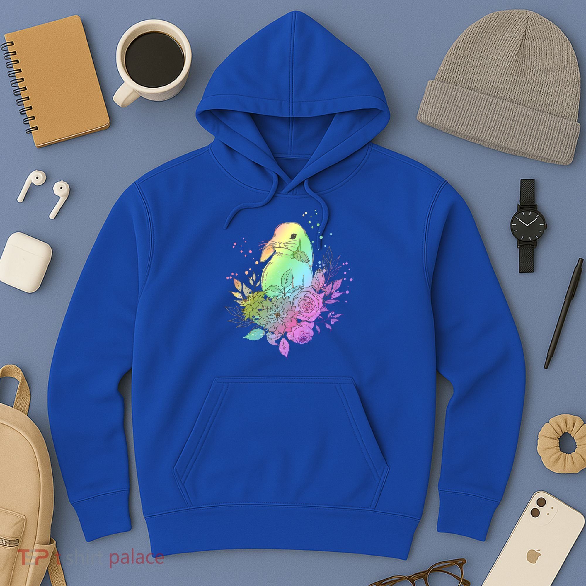 Cute Rainbow Pastel Easter Bunny Hoodie
