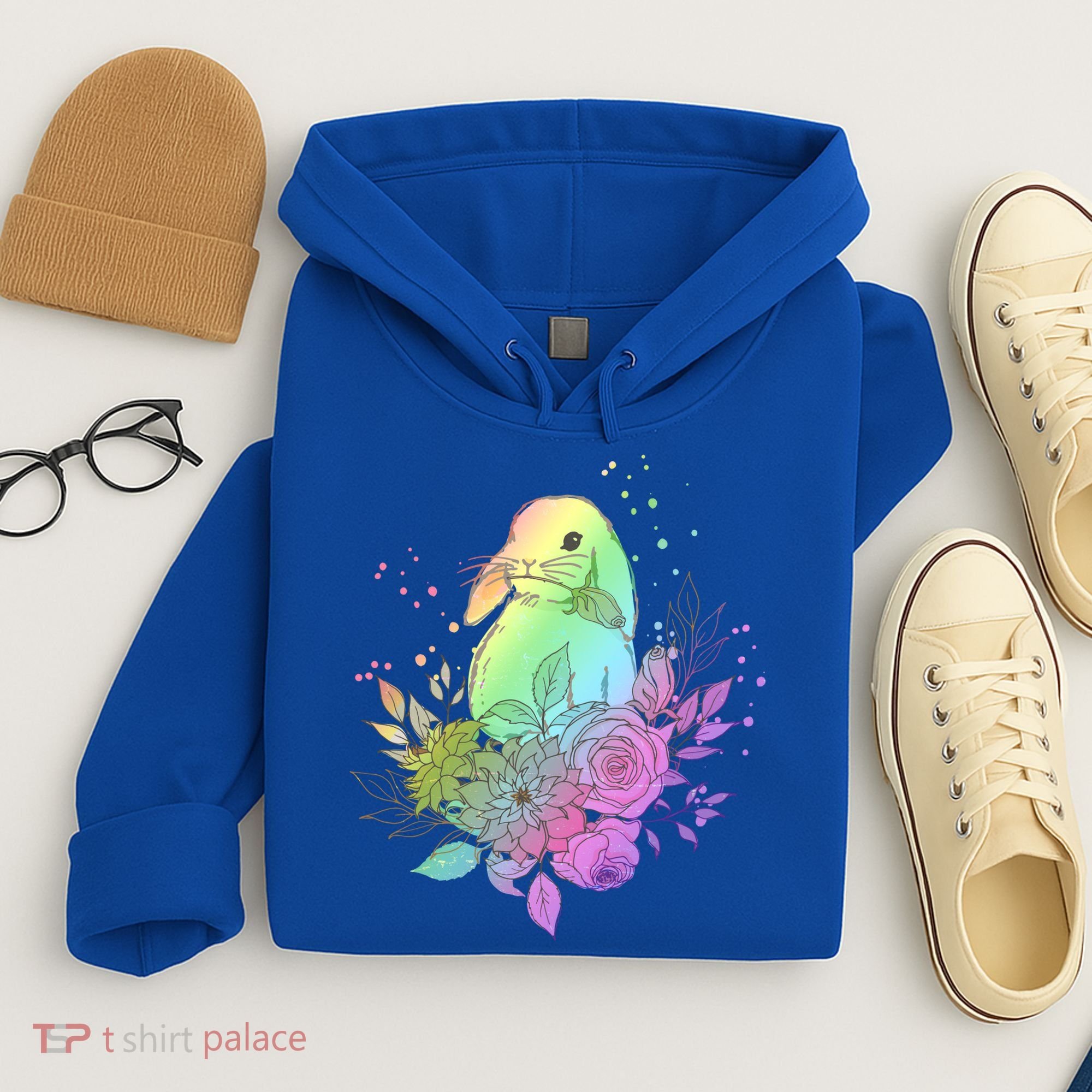 Cute Rainbow Pastel Easter Bunny Hoodie