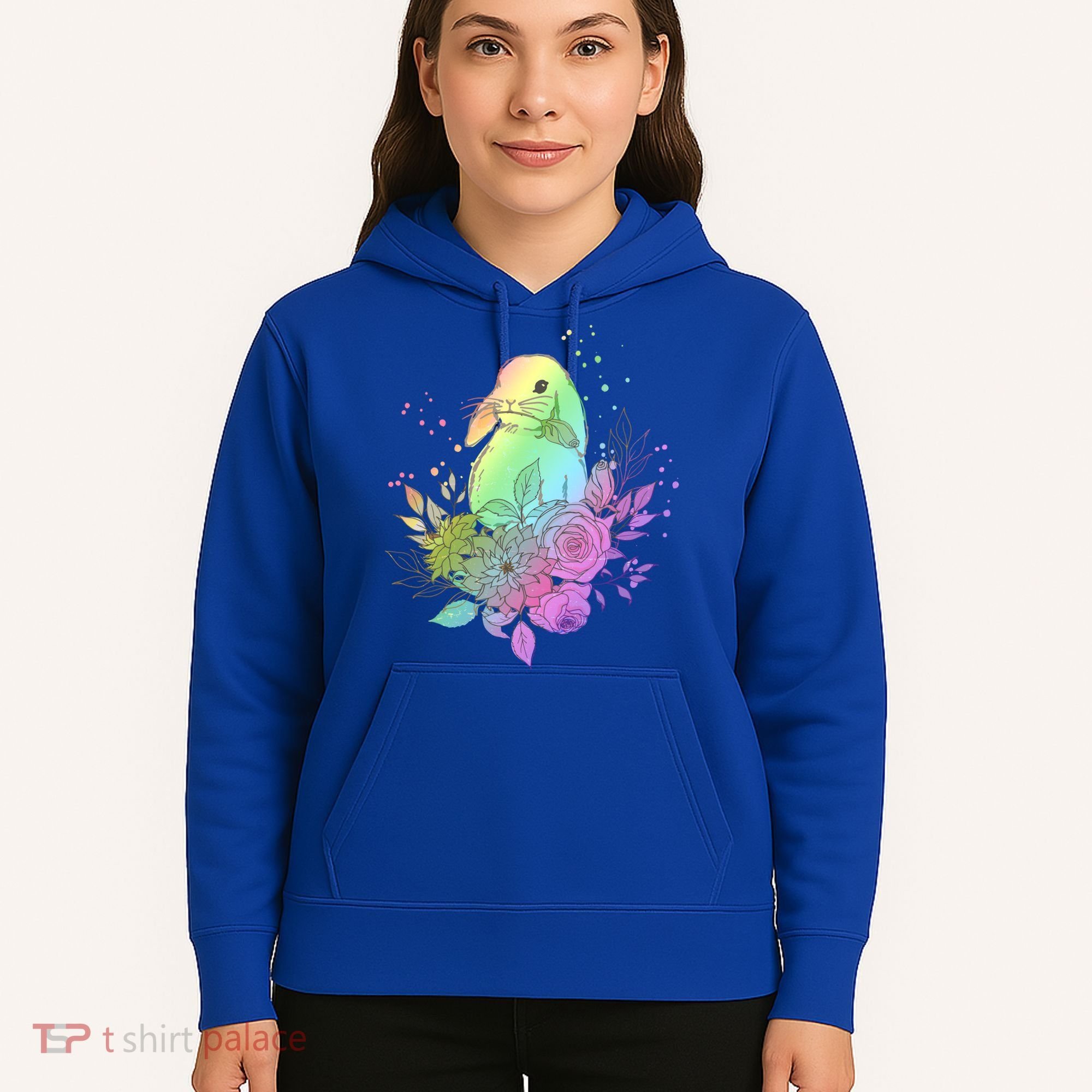 Cute Rainbow Pastel Easter Bunny Hoodie