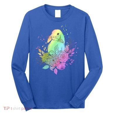 Cute Rainbow Pastel Easter Bunny Long Sleeve Shirt