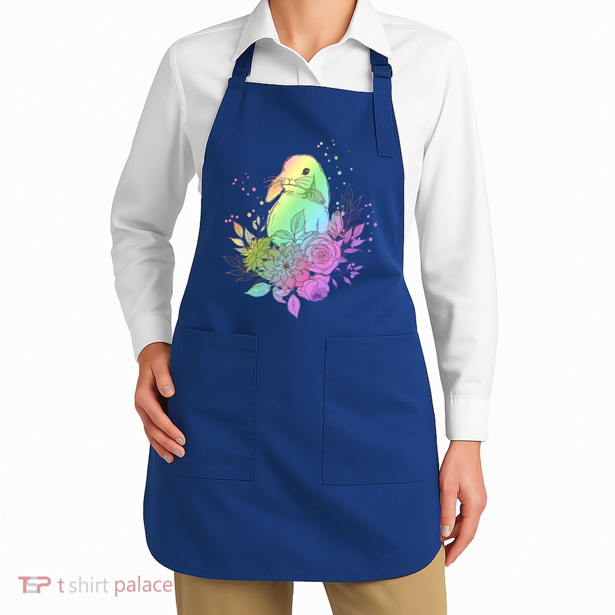 Cute Rainbow Pastel Easter Bunny Apron