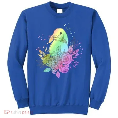 Cute Rainbow Pastel Easter Bunny Sweatshirt