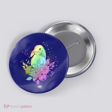 Cute Rainbow Pastel Easter Bunny Button