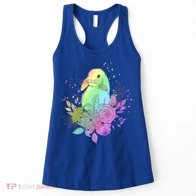 Cute Rainbow Pastel Easter Bunny Women's Tank Top