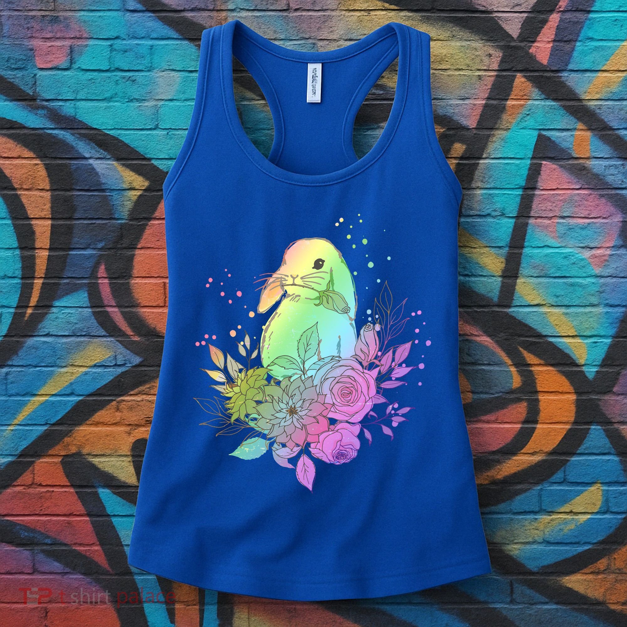 Cute Rainbow Pastel Easter Bunny Women's Tank Top