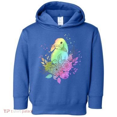 Cute Rainbow Pastel Easter Bunny Toddler Hoodie