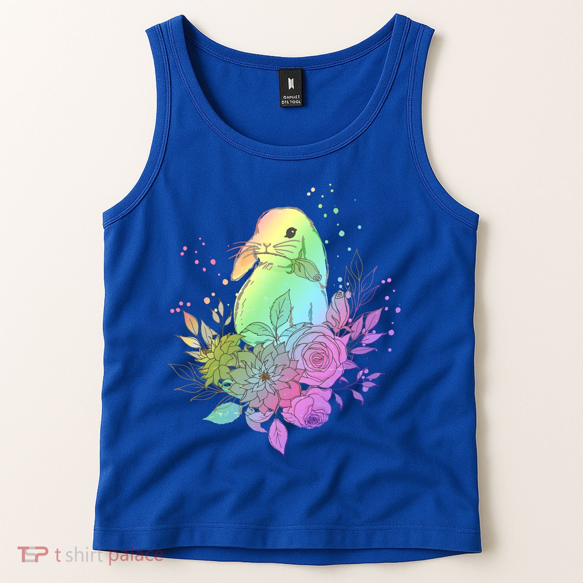 Cute Rainbow Pastel Easter Bunny Tank Top