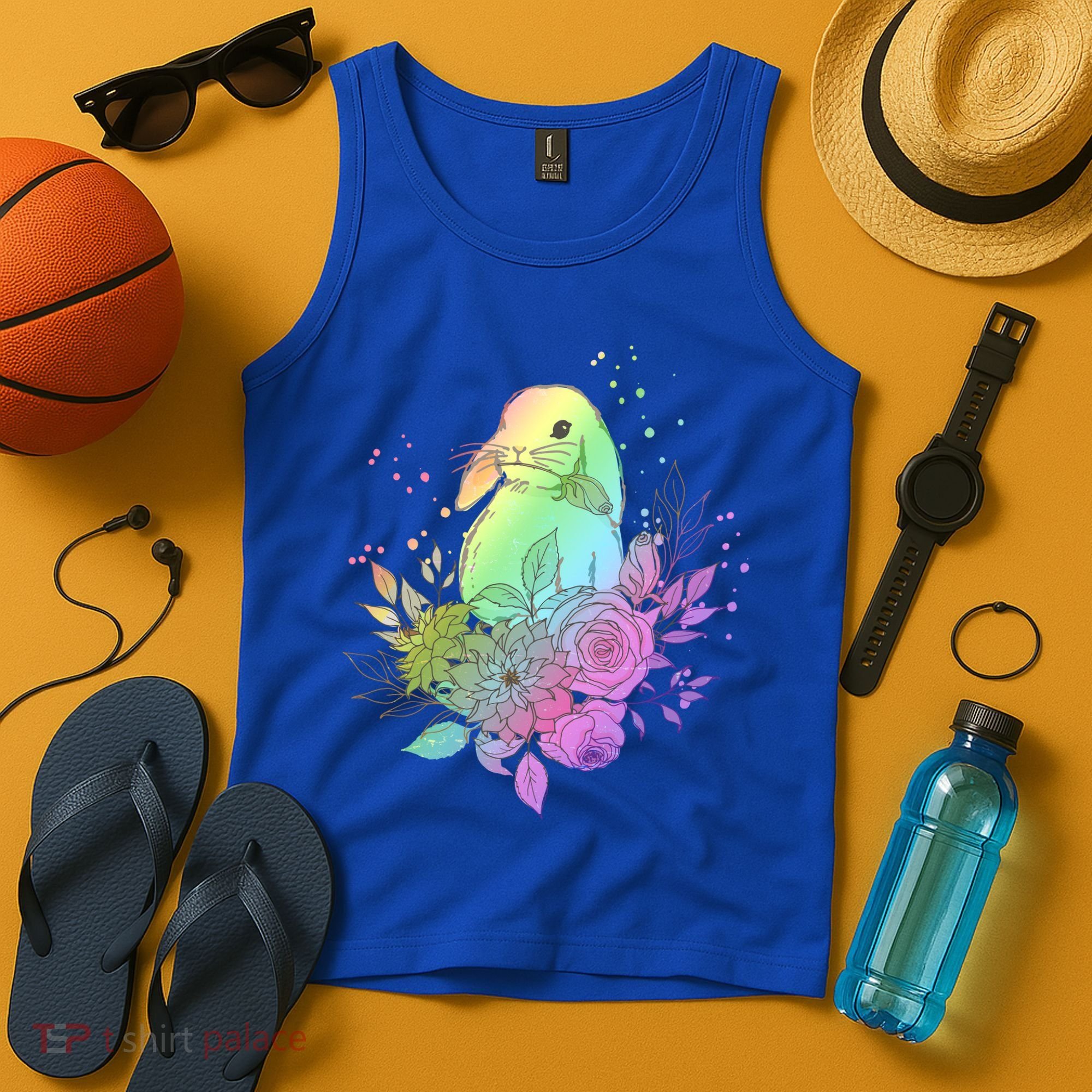 Cute Rainbow Pastel Easter Bunny Tank Top