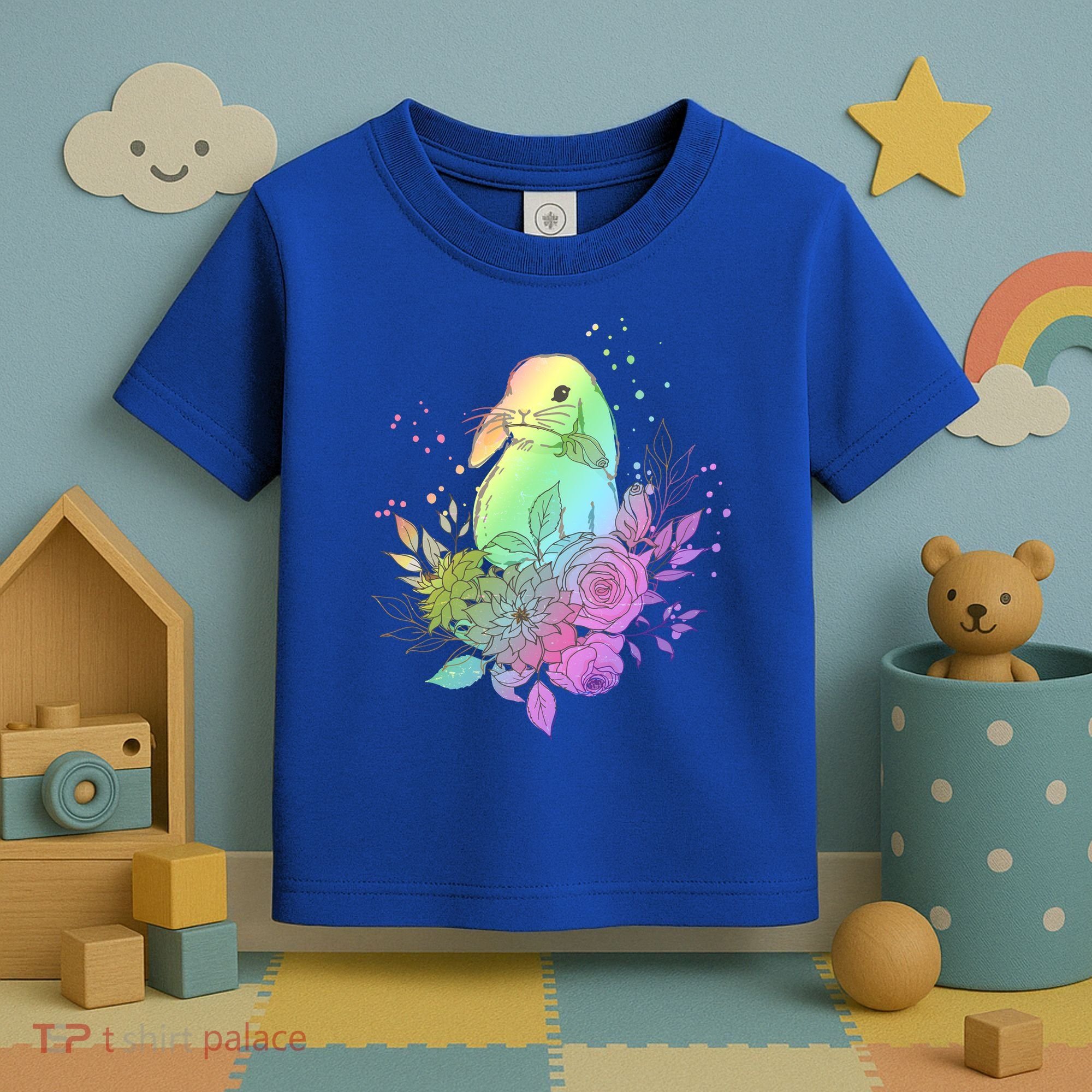 Cute Rainbow Pastel Easter Bunny Toddler T-Shirt