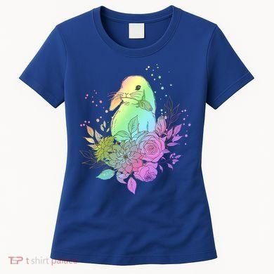 Cute Rainbow Pastel Easter Bunny Women's T-Shirt
