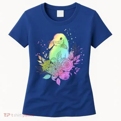 Cute Rainbow Pastel Easter Bunny Women's T-Shirt
