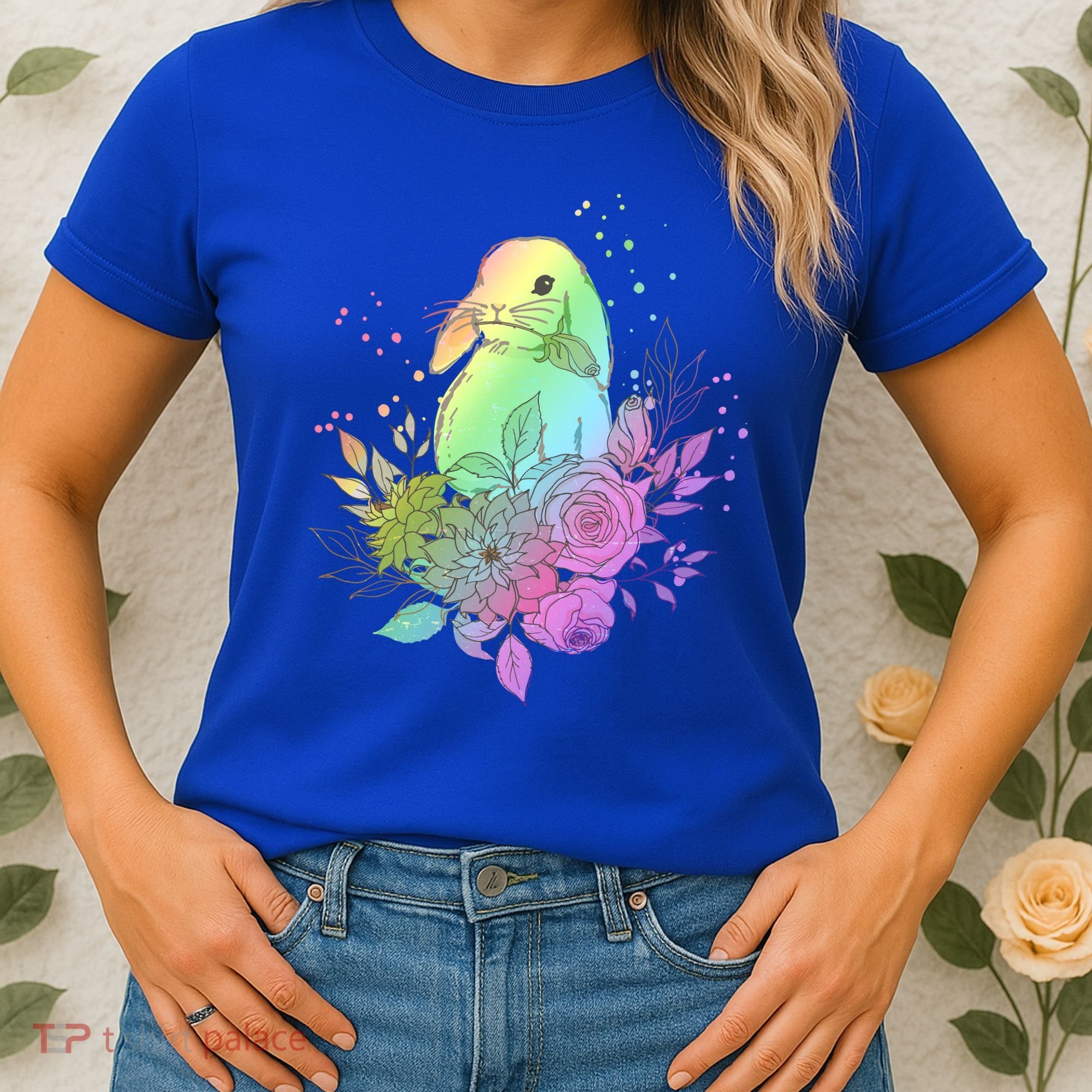 Cute Rainbow Pastel Easter Bunny Women's T-Shirt