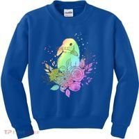 Cute Rainbow Pastel Easter Bunny Kids Sweatshirt thumb 0
