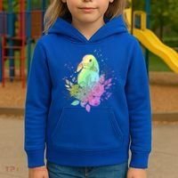Cute Rainbow Pastel Easter Bunny Kids Hoodie thumb 3