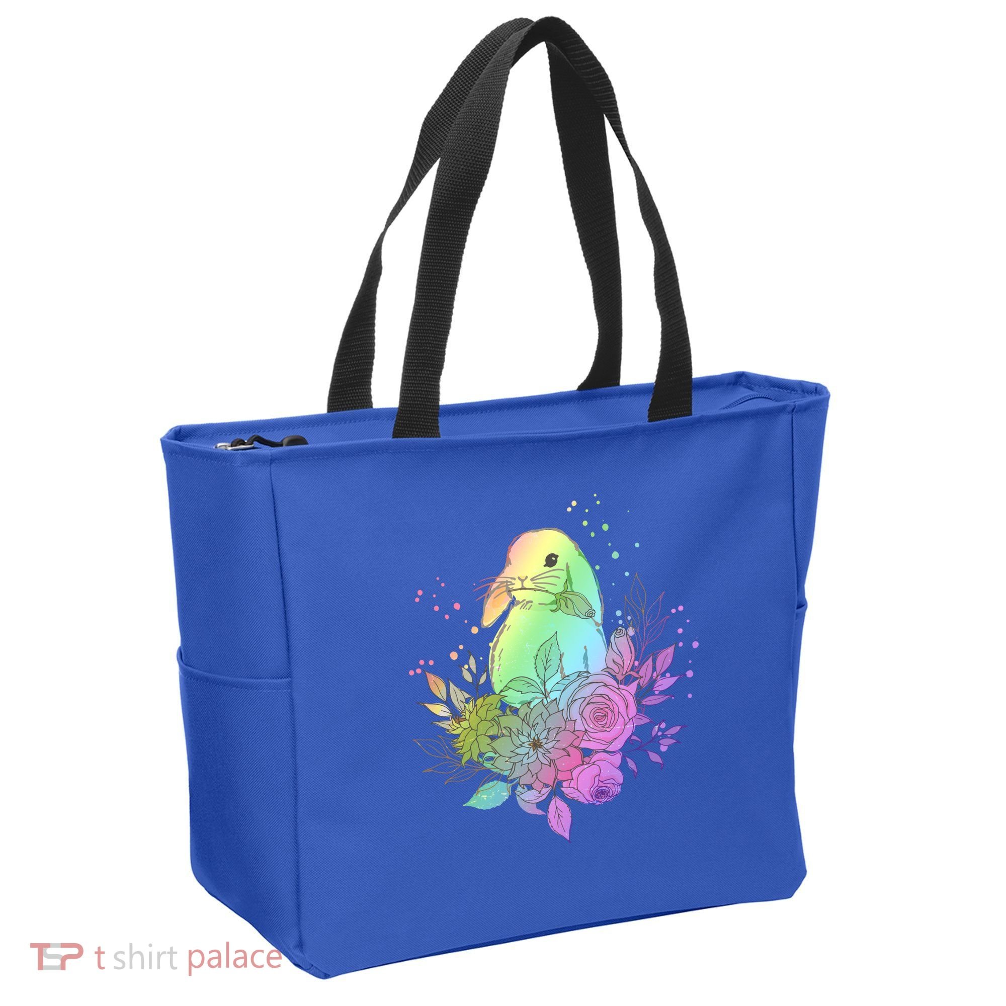 Cute Rainbow Pastel Easter Bunny Tote Bag