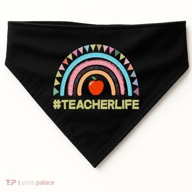 Cute Rainbow Teacher Life #teacherlife USA-Made Doggie Bandana