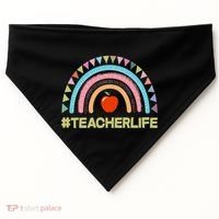Cute Rainbow Teacher Life #teacherlife USA-Made Doggie Bandana thumb 0