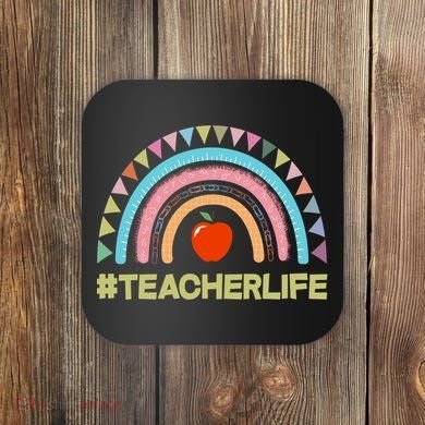 Cute Rainbow Teacher Life #teacherlife Coaster