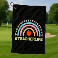 Cute Rainbow Teacher Life #teacherlife Golf Towel thumb 1