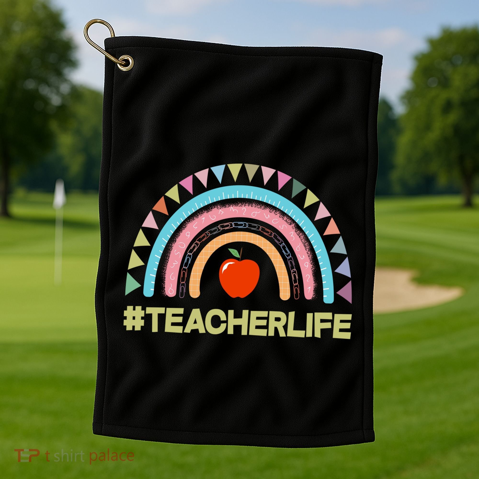 Cute Rainbow Teacher Life #teacherlife Golf Towel