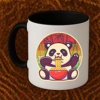 Cute Retro Ramen Noodle Panda Coffee Mug thumb 2