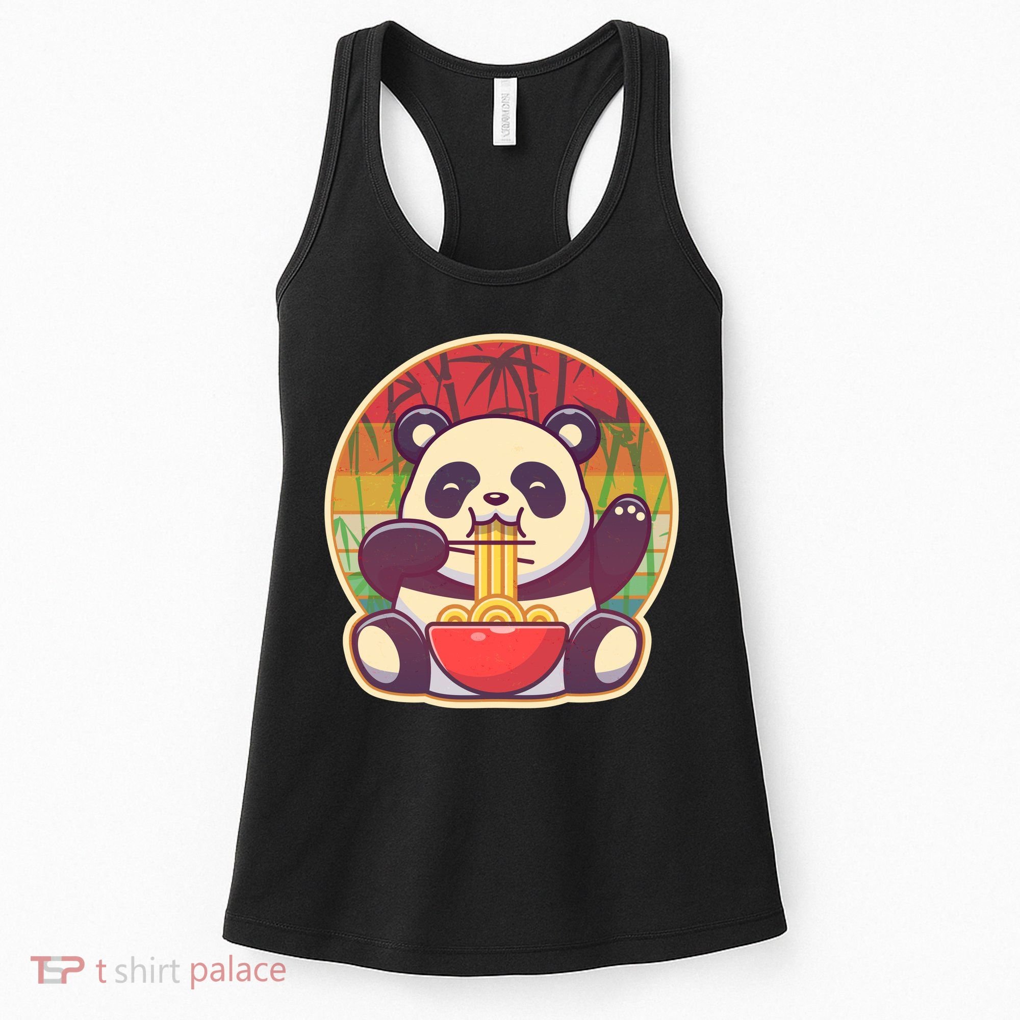 Cute Retro Ramen Noodle Panda Women's Tank Top