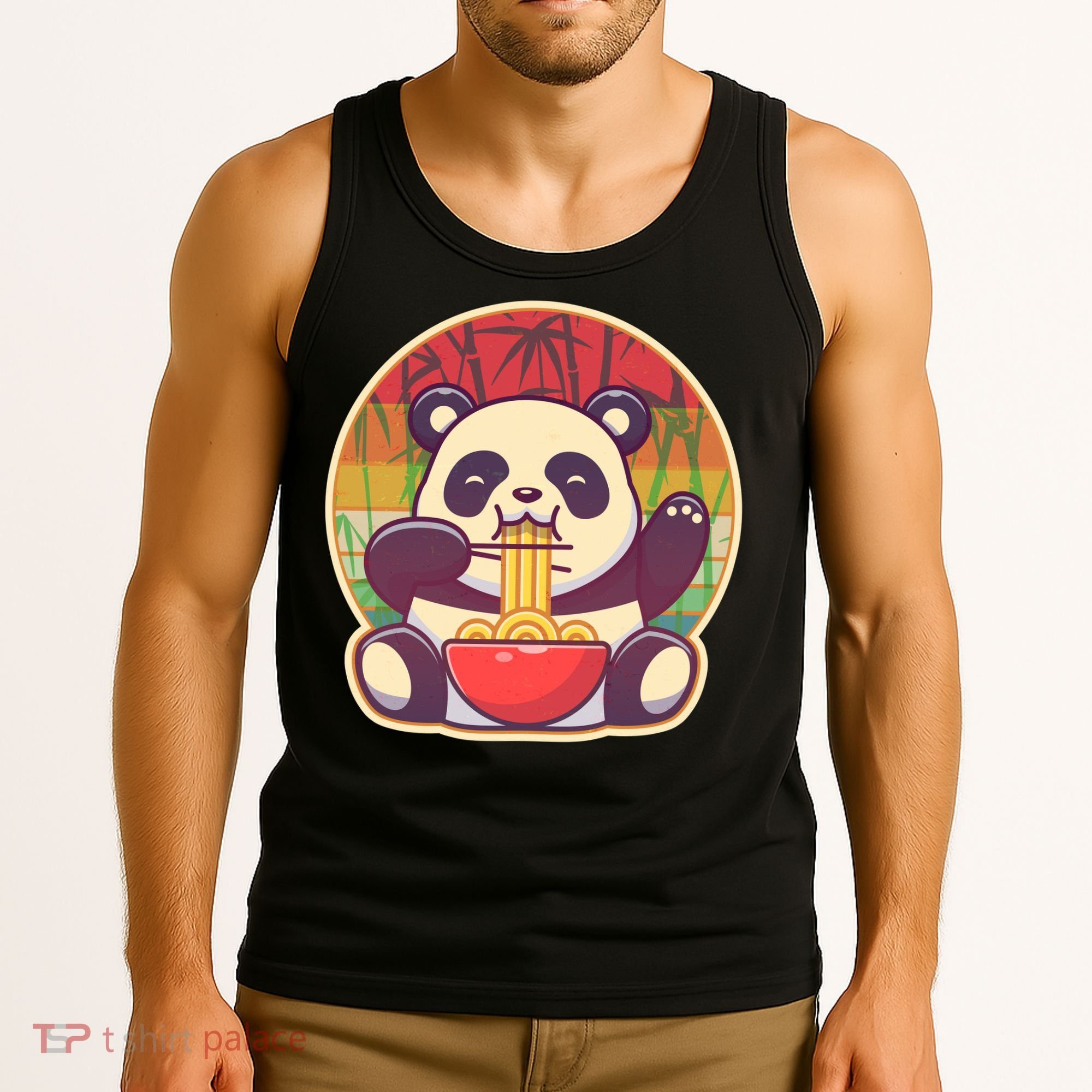 Cute Retro Ramen Noodle Panda Tank Top