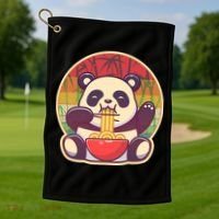 Cute Retro Ramen Noodle Panda Golf Towel thumb 1