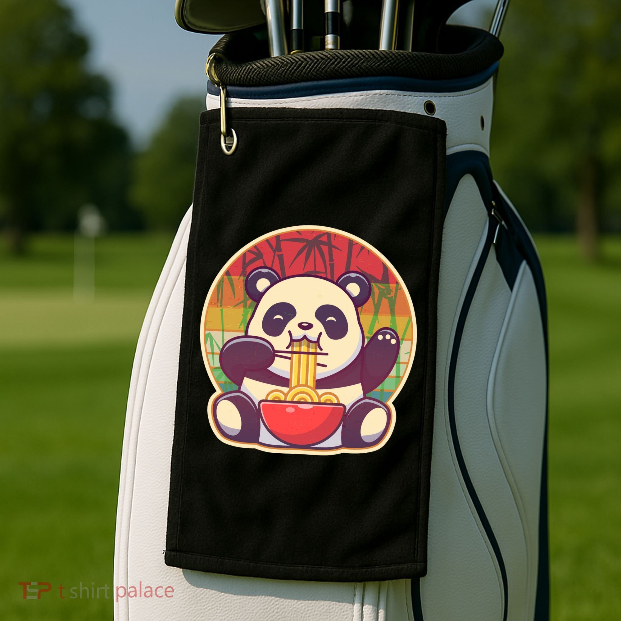 Cute Retro Ramen Noodle Panda Golf Towel