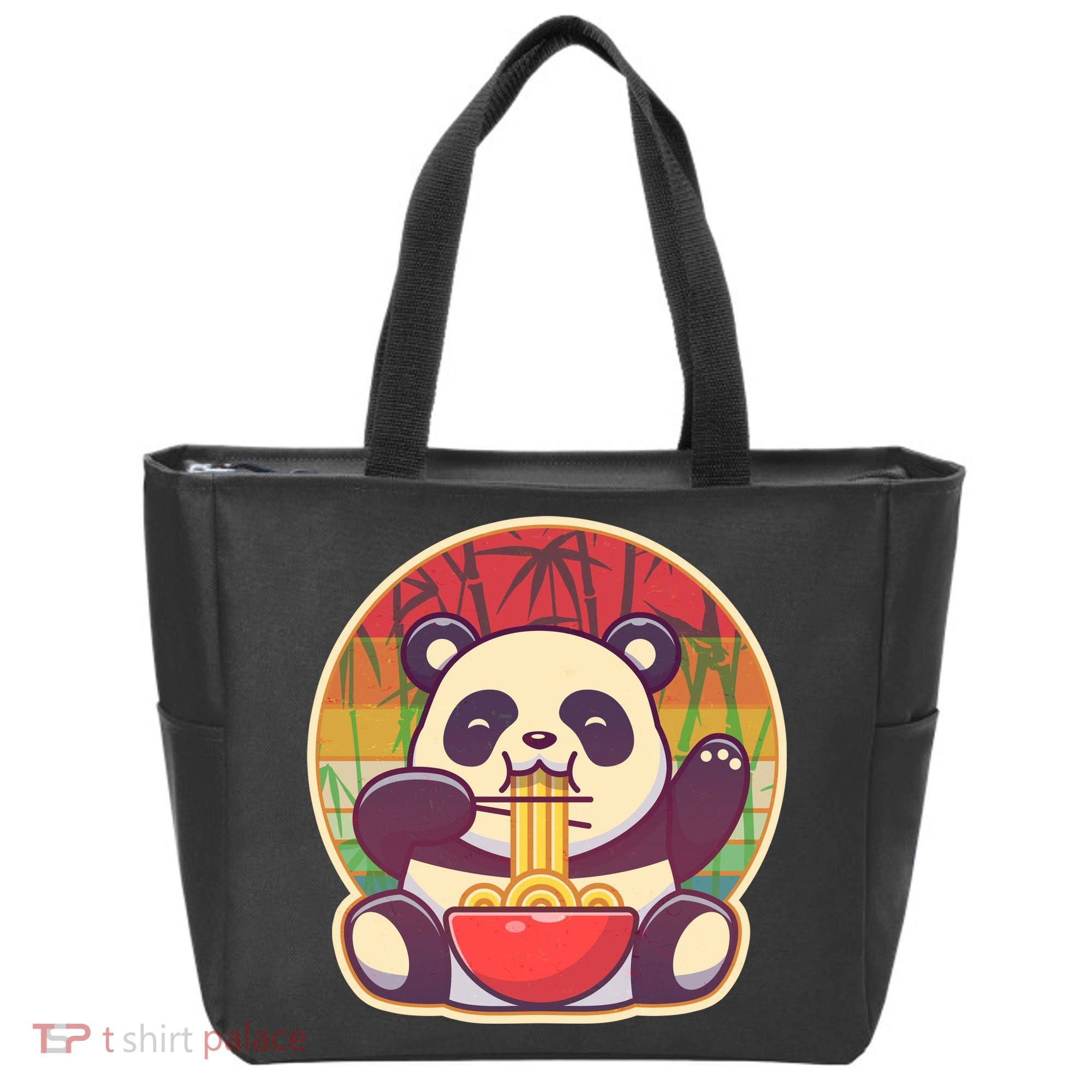 Cute Retro Ramen Noodle Panda Tote Bag