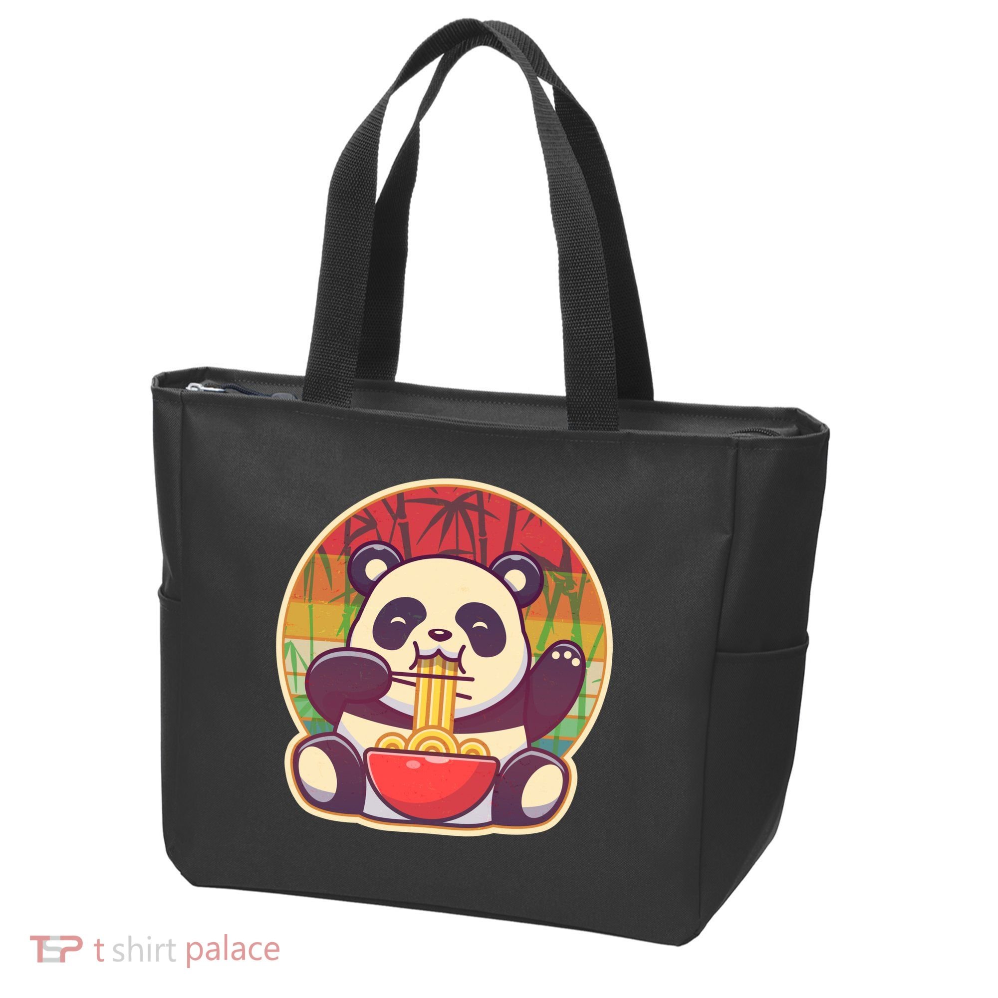 Cute Retro Ramen Noodle Panda Tote Bag