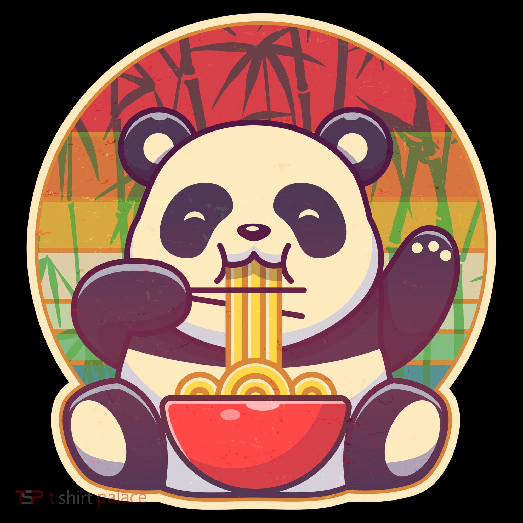 Cute Retro Ramen Noodle Panda Tote Bag