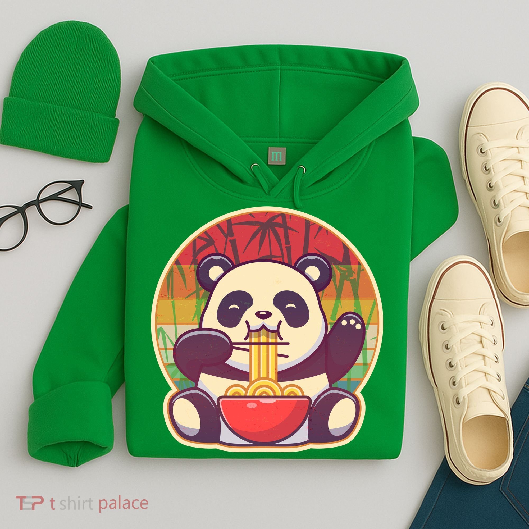 Cute Retro Ramen Noodle Panda Hoodie