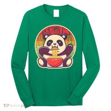 Cute Retro Ramen Noodle Panda Long Sleeve Shirt