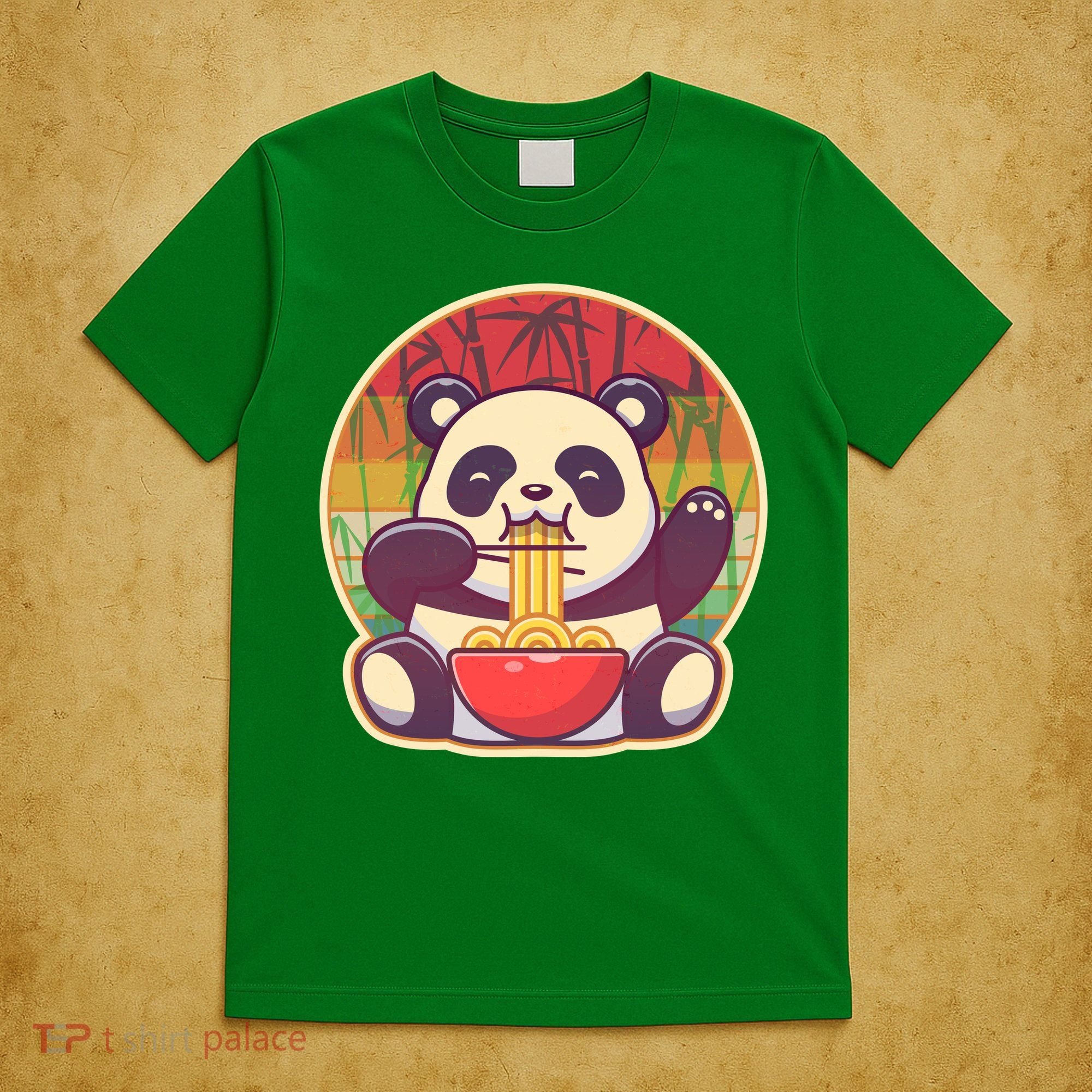 Cute Retro Ramen Noodle Panda T-Shirt
