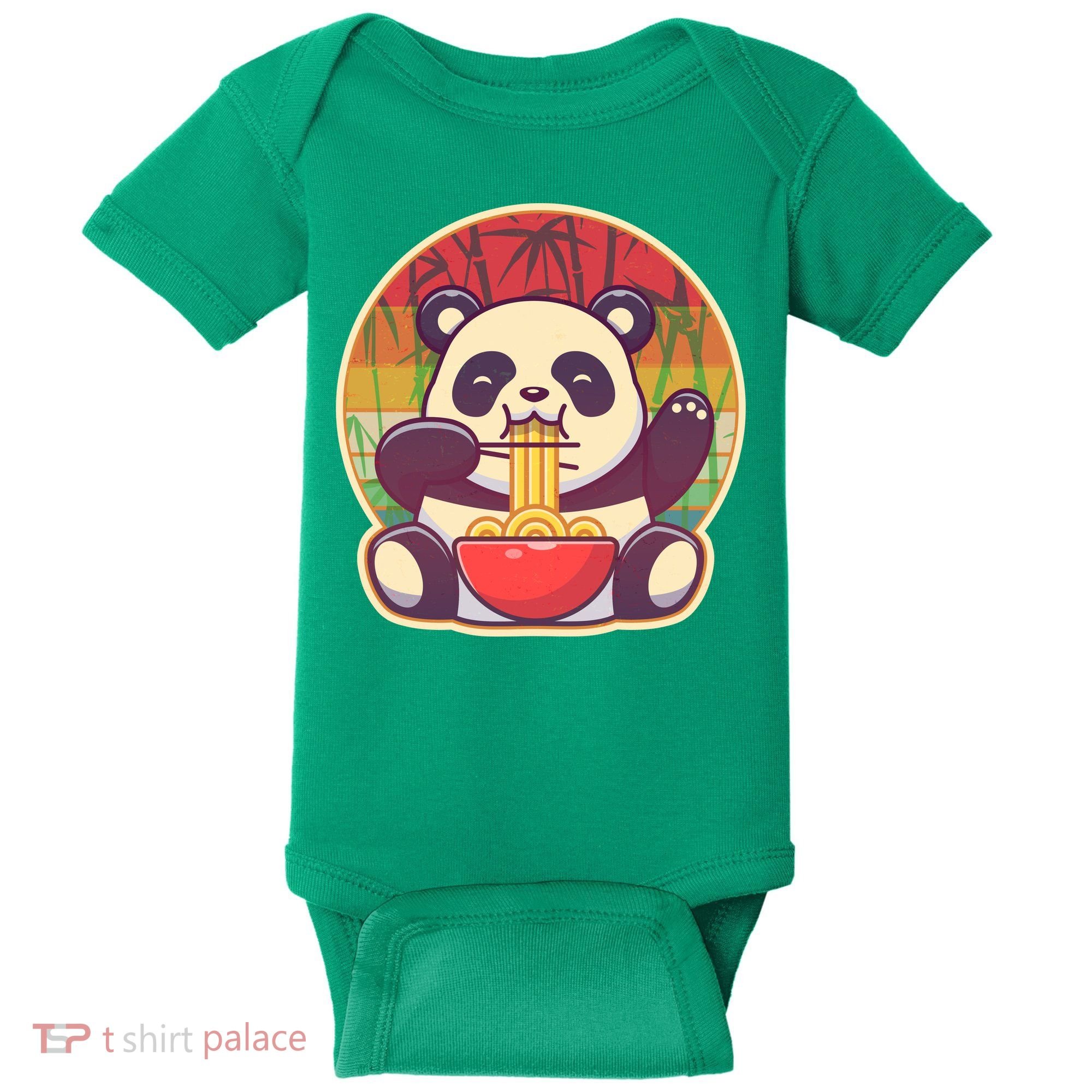 Cute Retro Ramen Noodle Panda Baby Bodysuit