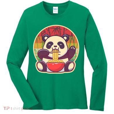 Cute Retro Ramen Noodle Panda Women's Long Sleeve Shirt