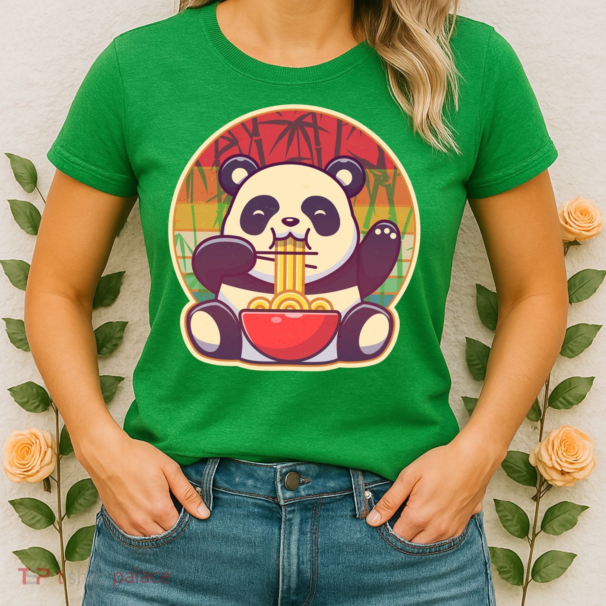 Cute Retro Ramen Noodle Panda Women's T-Shirt