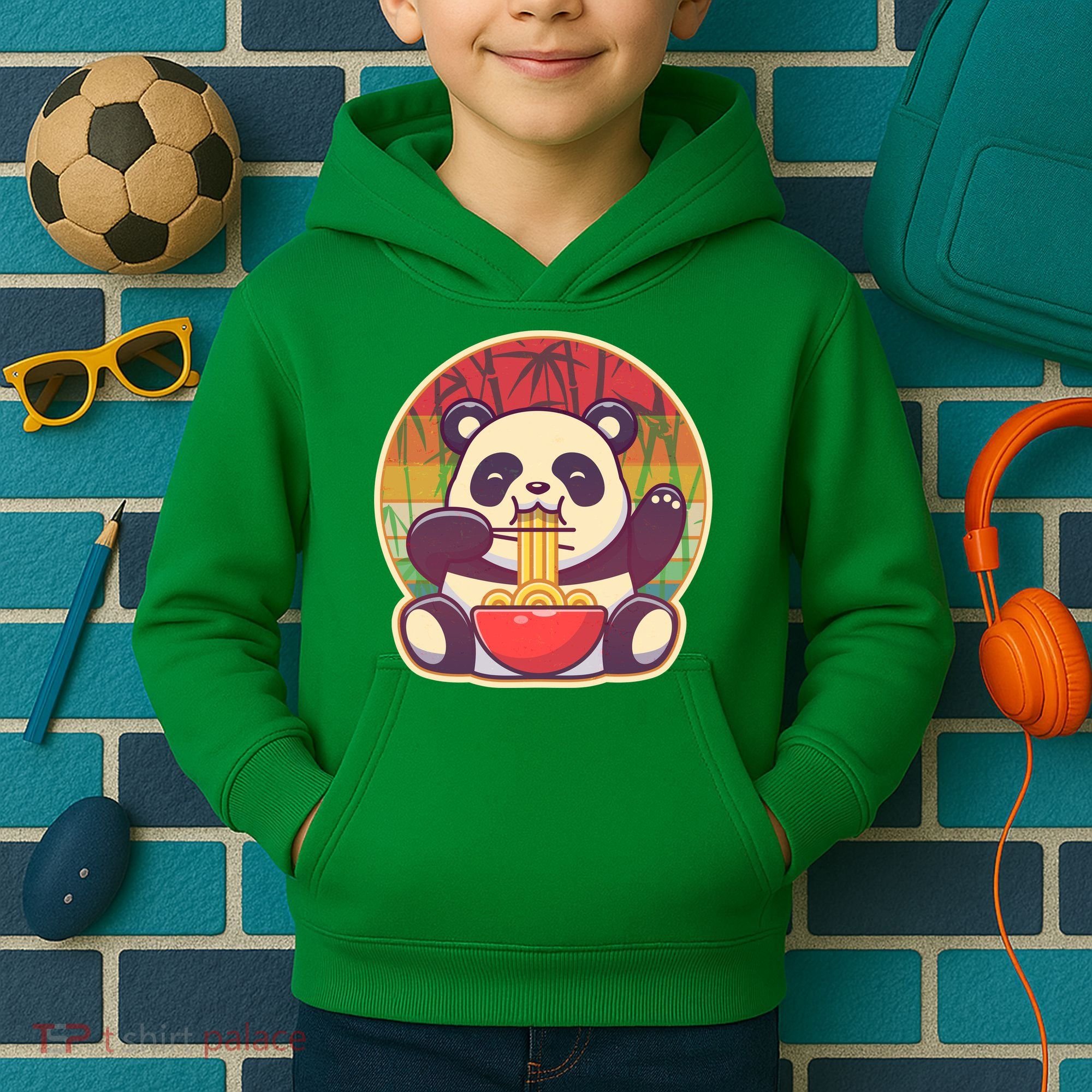 Cute Retro Ramen Noodle Panda Kids Hoodie