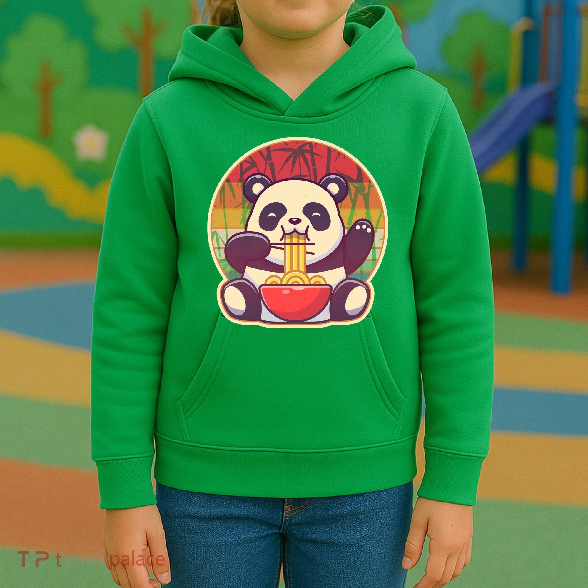 Cute Retro Ramen Noodle Panda Kids Hoodie