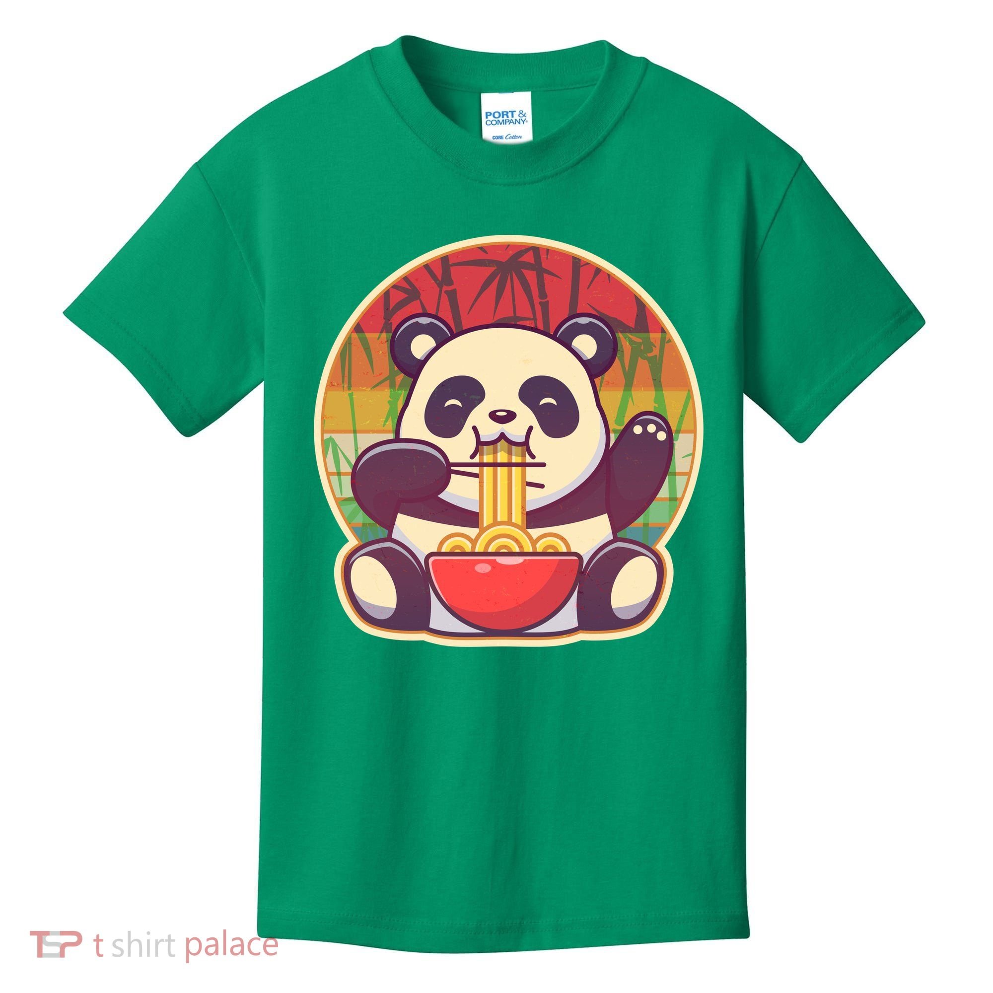 Cute Retro Ramen Noodle Panda Kids T-Shirt
