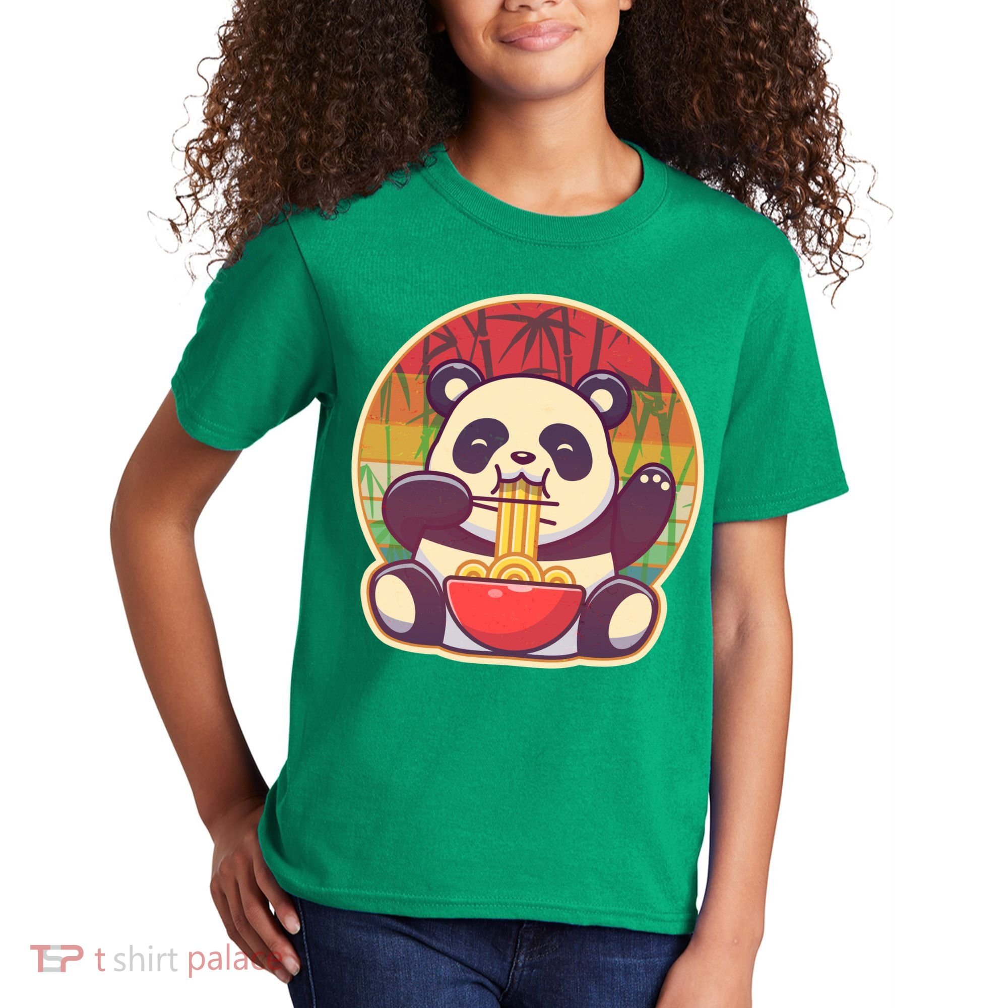 Cute Retro Ramen Noodle Panda Kids T-Shirt