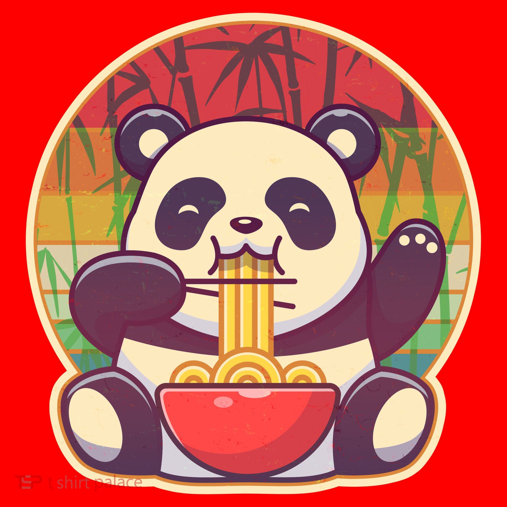 Cute Retro Ramen Noodle Panda Santa Hat