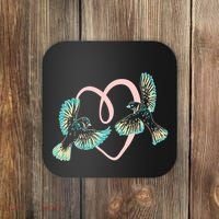 Cute Ribbon Heart Flying Birds Coaster thumb 0