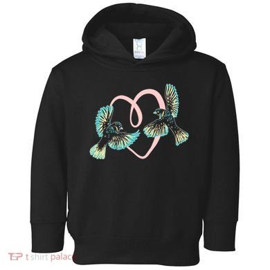 Cute Ribbon Heart Flying Birds Toddler Hoodie