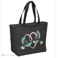 Cute Ribbon Heart Flying Birds Tote Bag thumb 2